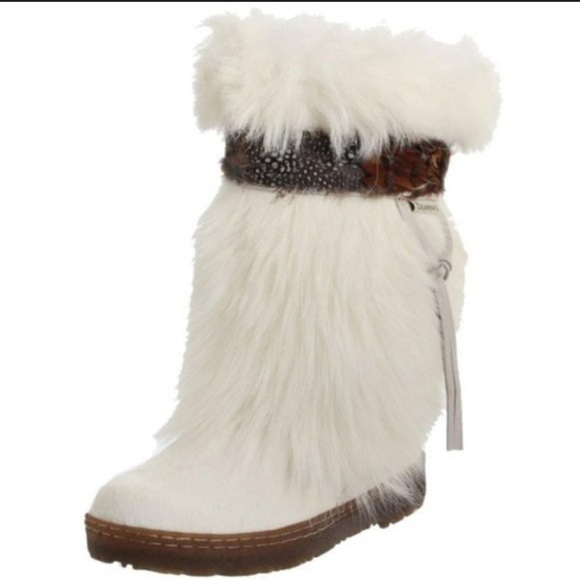 BearPaw Shoes - BearPaw Kola Cream goat Fur Boots with Brown Sole